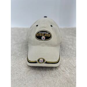 VTG Y2K Pittsburgh Steelers Twins Enterprise Hat Cap Mens Beige NFL Adjustable
